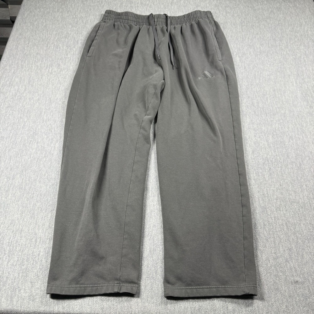 Adidas‎ Sweatpants Mens 2XL Gray Fleece Open Hem Athletic Loose Fit Track Pants